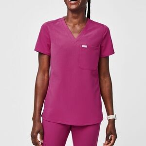 FIGS scrub Catarina top- Raspberry sorbet small